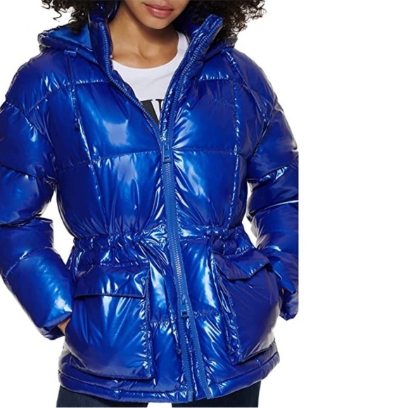 Luxury Hooded Puffer Down Coat w. Adjustable Waistband - Picture 1 of 2